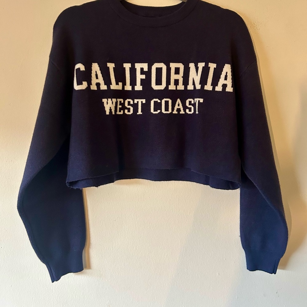 Navy Blue California West Coast Women's Cropped Sweatshirt